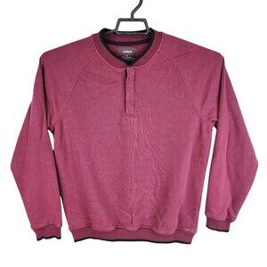 Mens Burgundy Alfani Sweatshirt Long Sleeve 1/4 Snap Button Size M